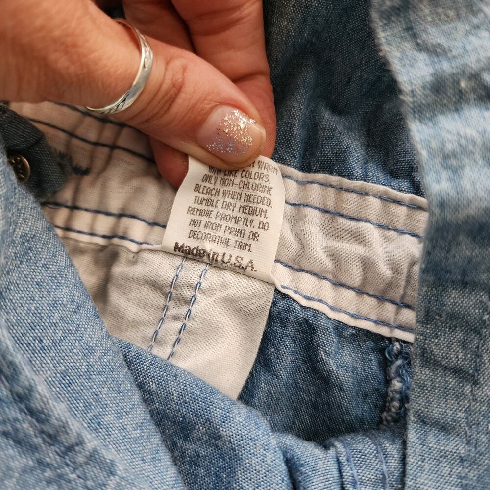 Vintage Oshkosh Chambray Red Patch Shortalls 4y - Picture 8 of 8
